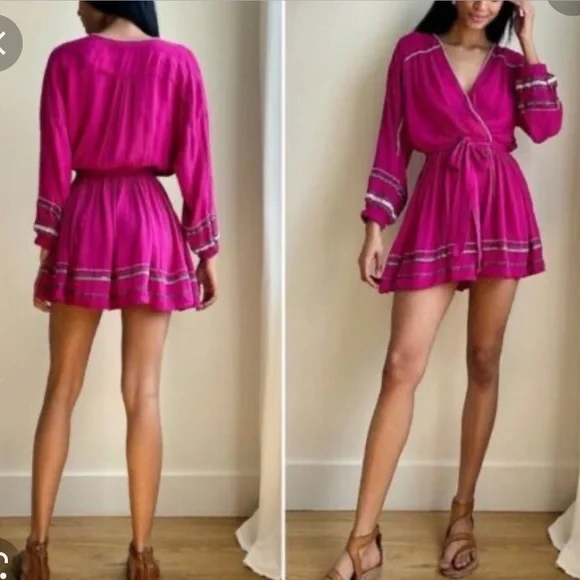 Free People Delilah Hot Pink Mini Dress - Picture 2 of 6